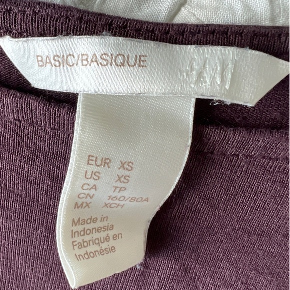 H&M Womens Burgundy Casual Cozy Long Sleeve Top XS - Picture 3 of 5